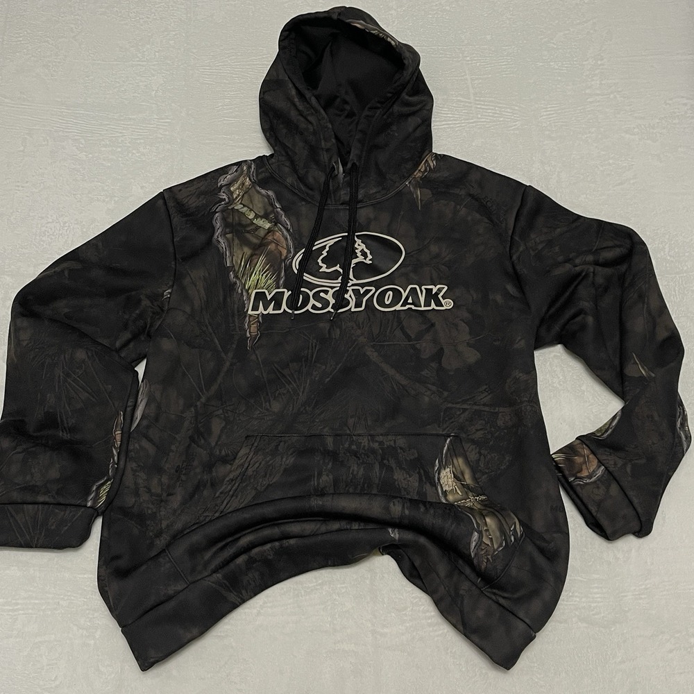 Mossy Oak Hoodie Mens Sz M Camo Pullover Sherpa Lined Hunting Fleece Sweatshirt